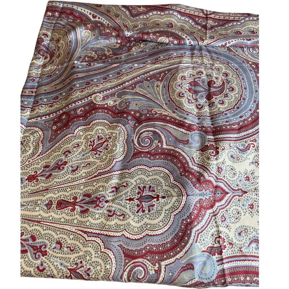 Allea Milano Extra Large Silk Scarf Shawl Wrap Gray Maroon Paisley Print
